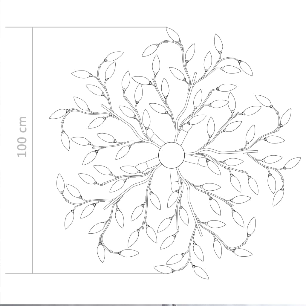 loftslampe med krystalblade akryl til 5 E14-pærer grøn