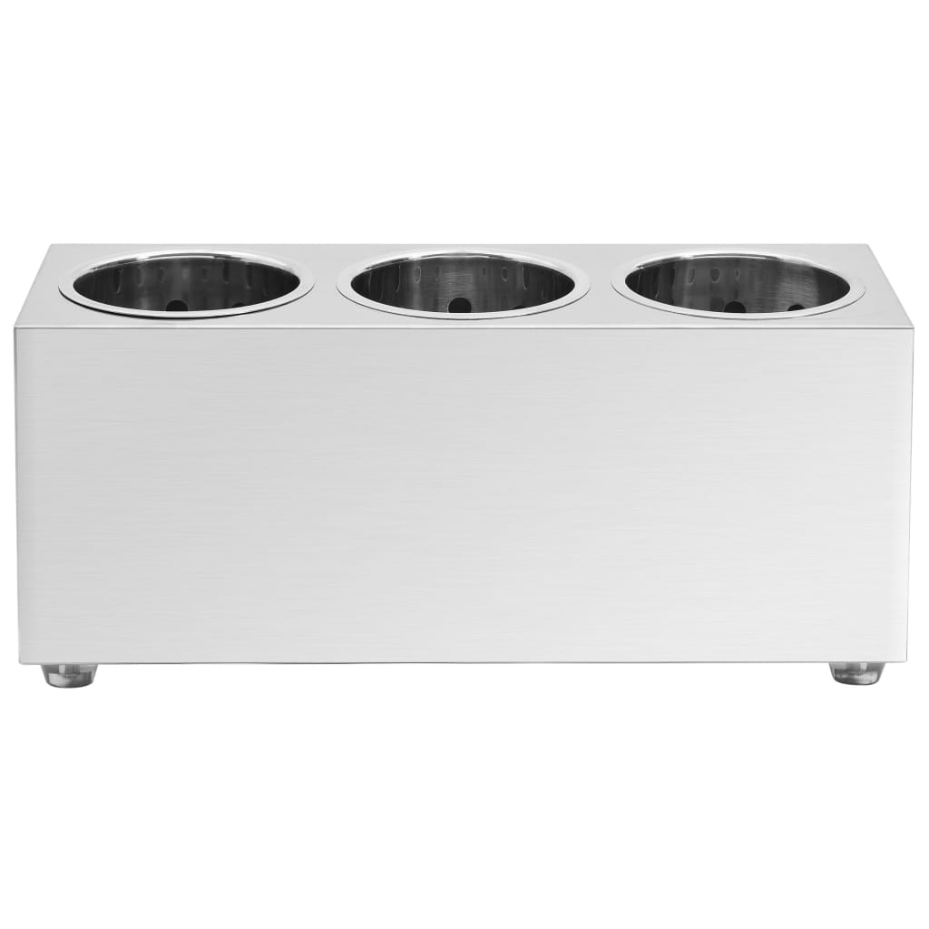 bestikholder 3 rum rektangulær rustfrit stål