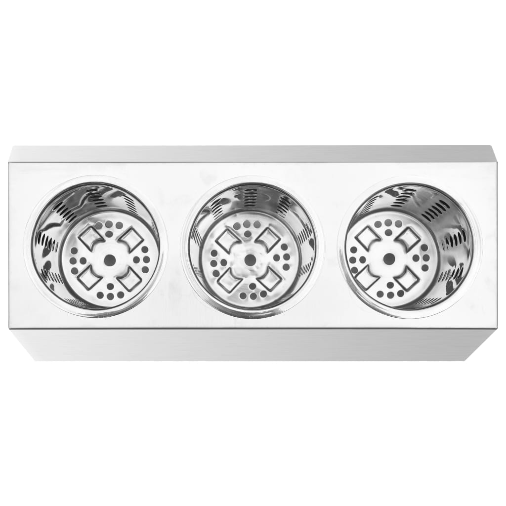 bestikholder 3 rum rektangulær rustfrit stål