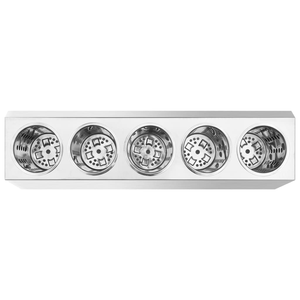 bestikholder 5 rum rektangulær rustfrit stål