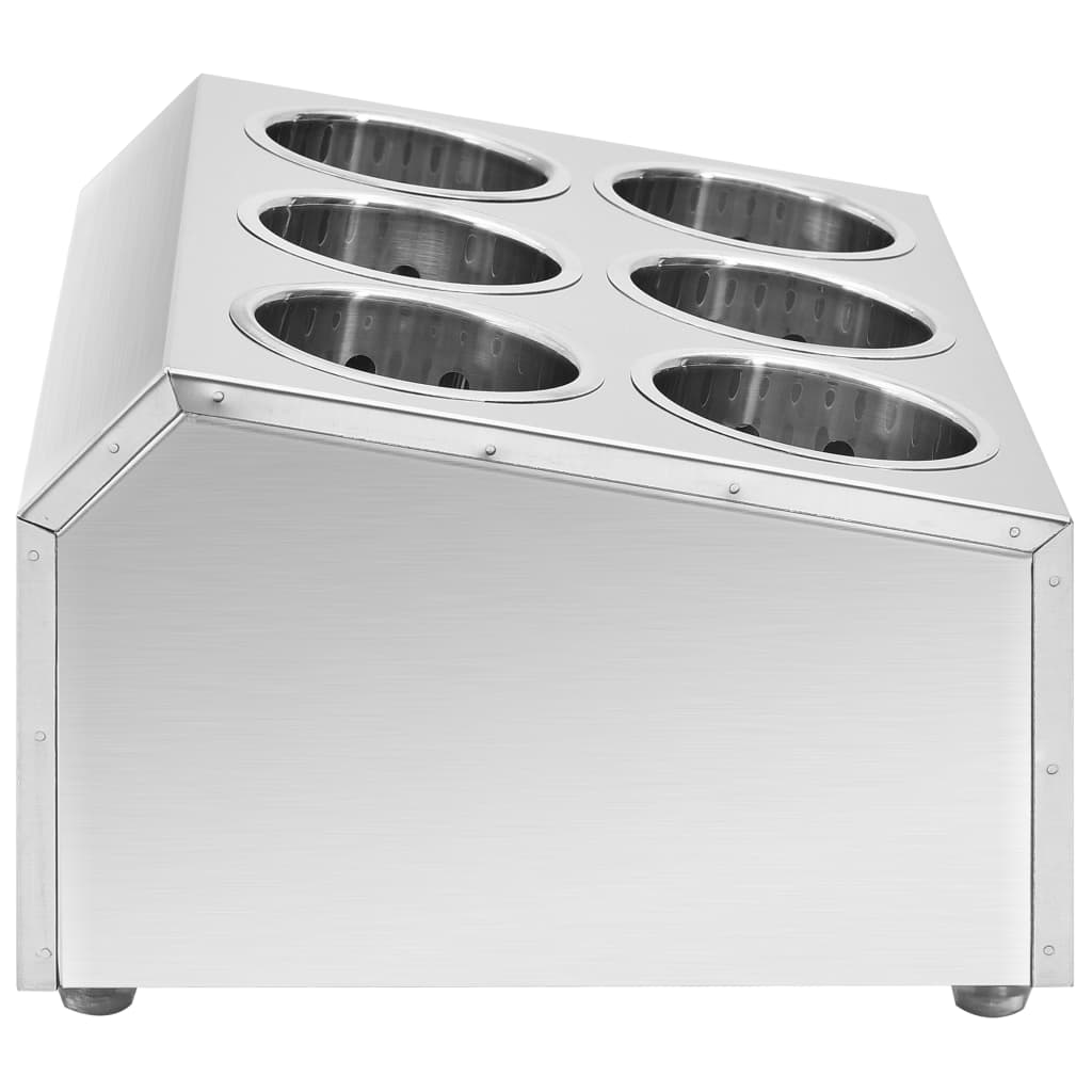 bestikholder 6 rum firkantet rustfrit stål