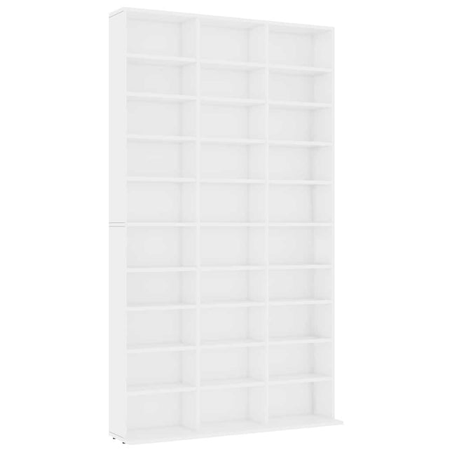 cd-reol 102x23x177,5 cm konstrueret træ hvid