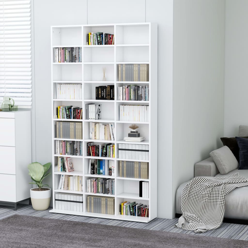 cd-reol 102x23x177,5 cm konstrueret træ hvid billede