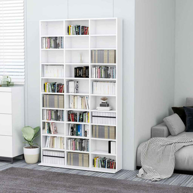 cd-reol 102x23x177,5 cm konstrueret træ hvid