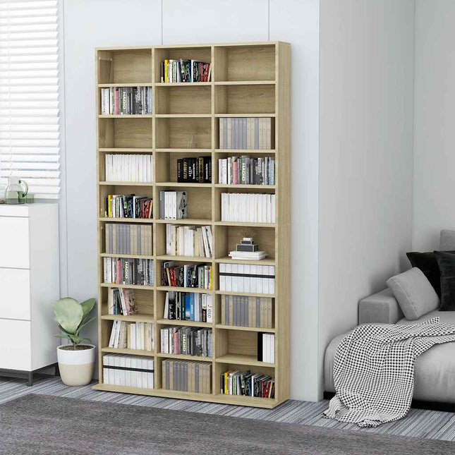 cd-reol 102x23x177,5 cm konstrueret træ sonoma-eg