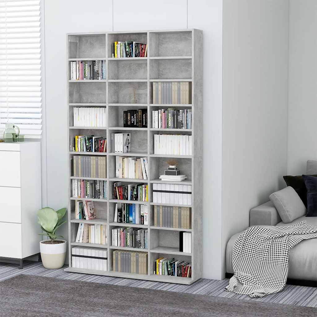 cd-reol 102x16x177,5 cm konstrueret træ betongrå billede