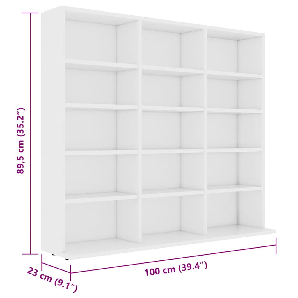 cd-reol 100x23x89,5 cm konstrueret træ hvid
