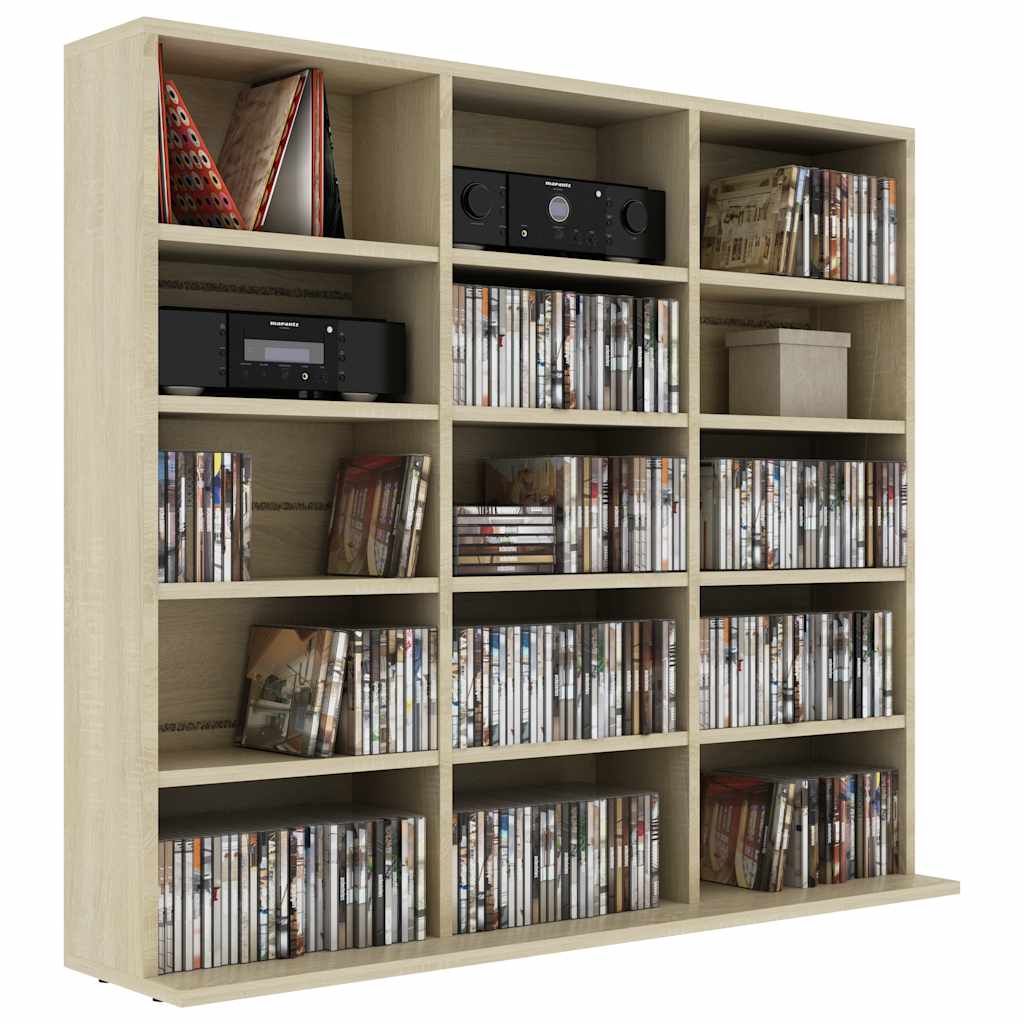 cd-reol 100x23x89,5 cm konstrueret træ sonoma-eg
