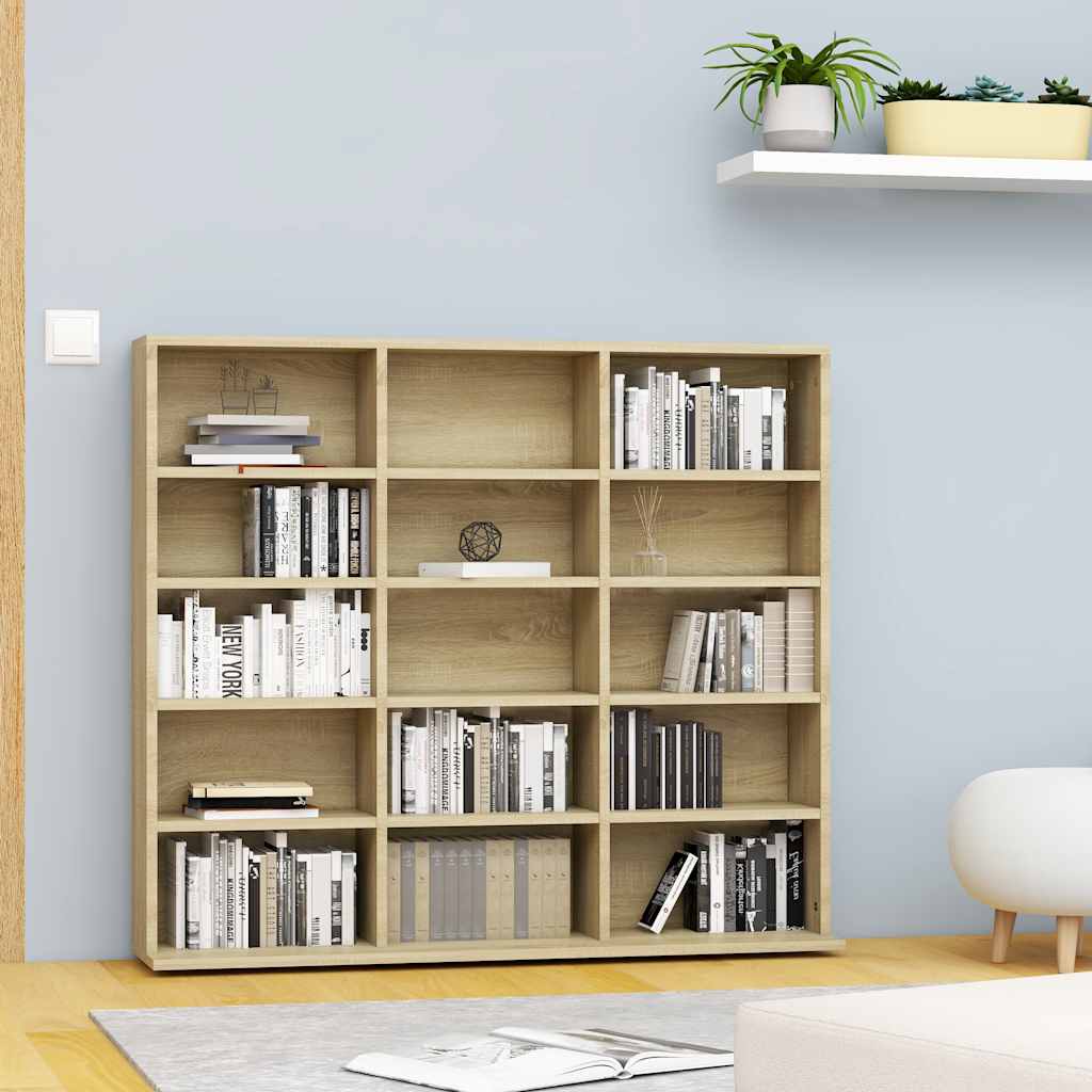 cd-reol 100x23x89,5 cm konstrueret træ sonoma-eg billede