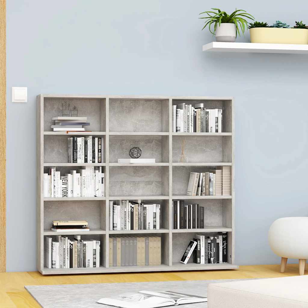 cd-reol 100x23x89,5 cm konstrueret træ betongrå billede
