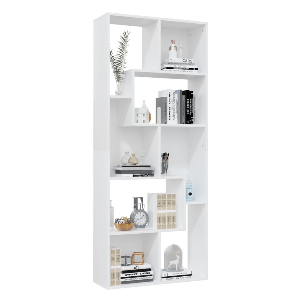 bogreol 67x24x161 cm konstrueret træ hvid
