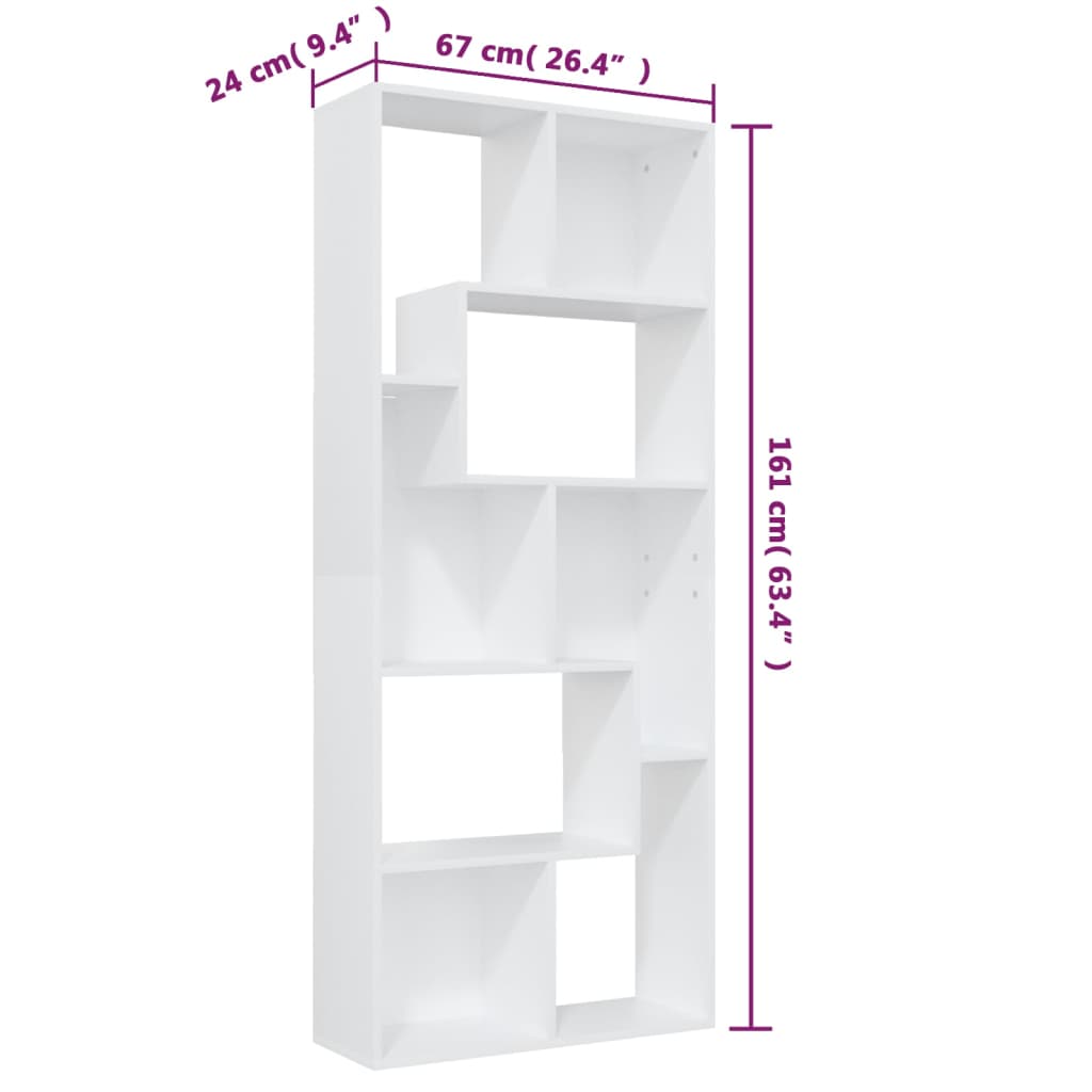 bogreol 67x24x161 cm konstrueret træ hvid