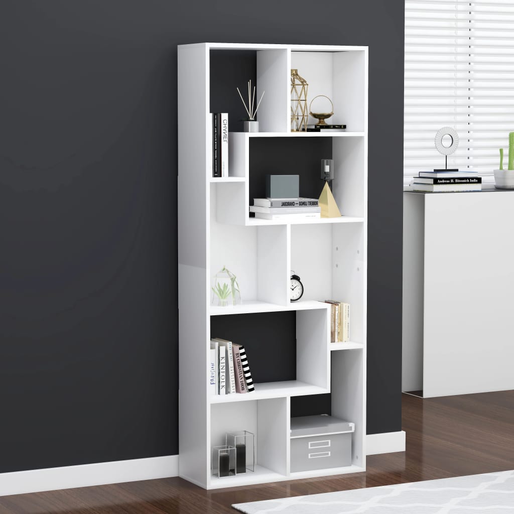 bogreol 67x24x161 cm konstrueret træ hvid