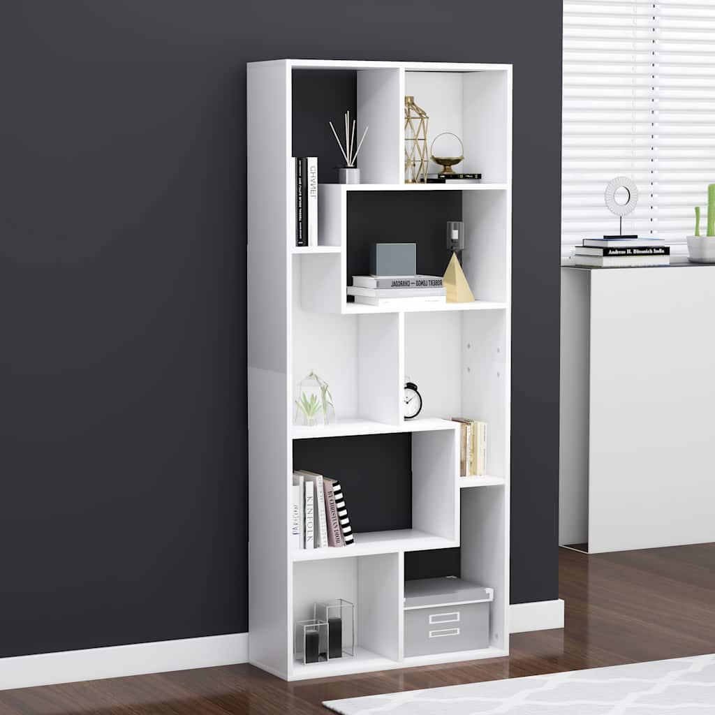 bogreol 67x24x161 cm konstrueret træ hvid billede