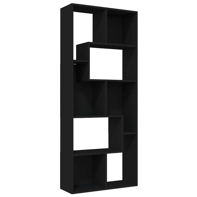 bogreol 67x24x161 cm konstrueret træ sort