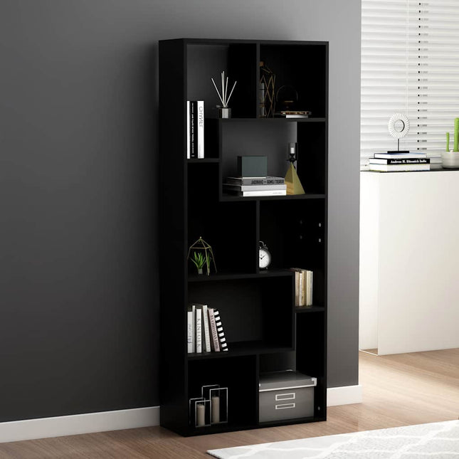 bogreol 67x24x161 cm konstrueret træ sort