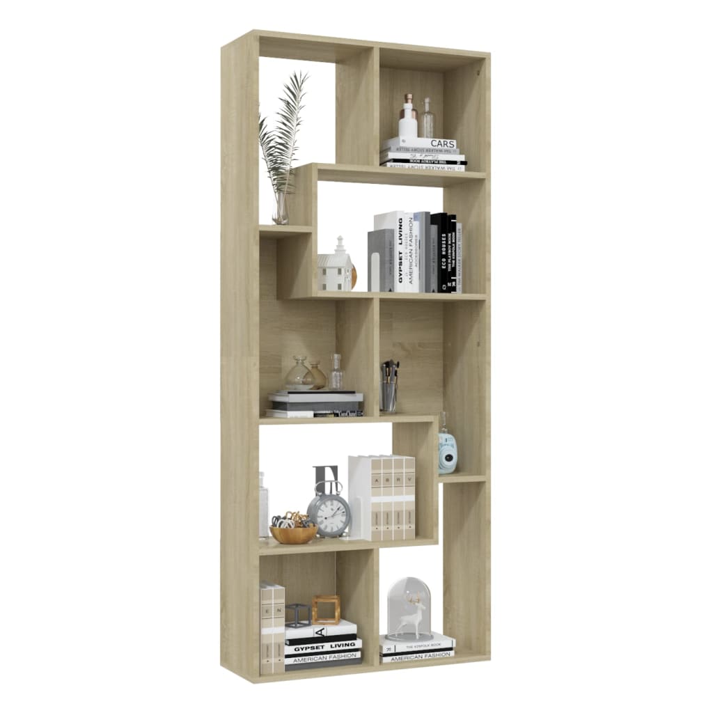 bogreol 67x24x161 cm konstrueret træ sonoma-eg