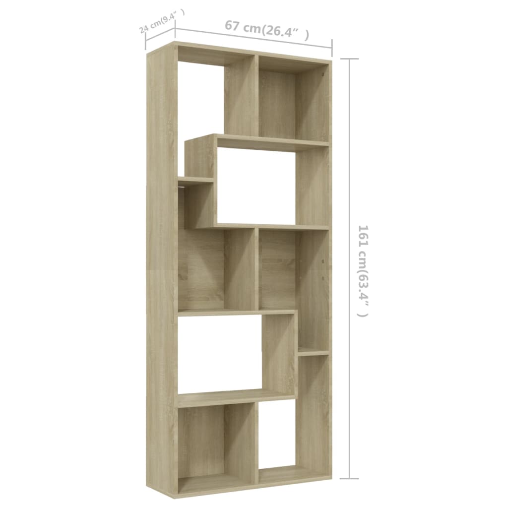 bogreol 67x24x161 cm konstrueret træ sonoma-eg