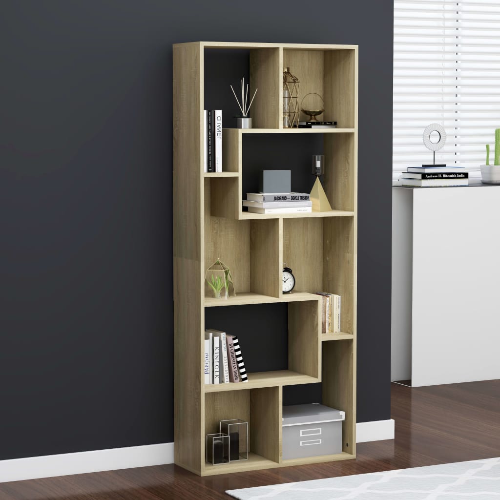 bogreol 67x24x161 cm konstrueret træ sonoma-eg