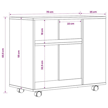 sidebord 70x35x60,5 cm konstrueret træ hvid