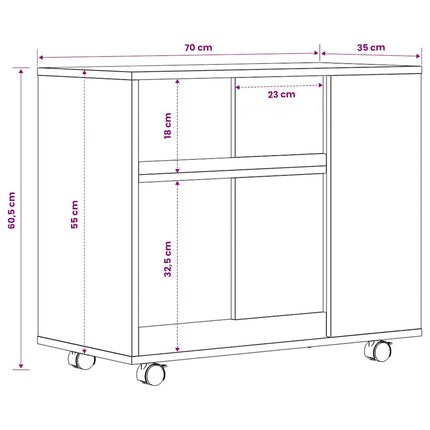 sidebord 70x35x60,5 cm konstrueret træ betongrå