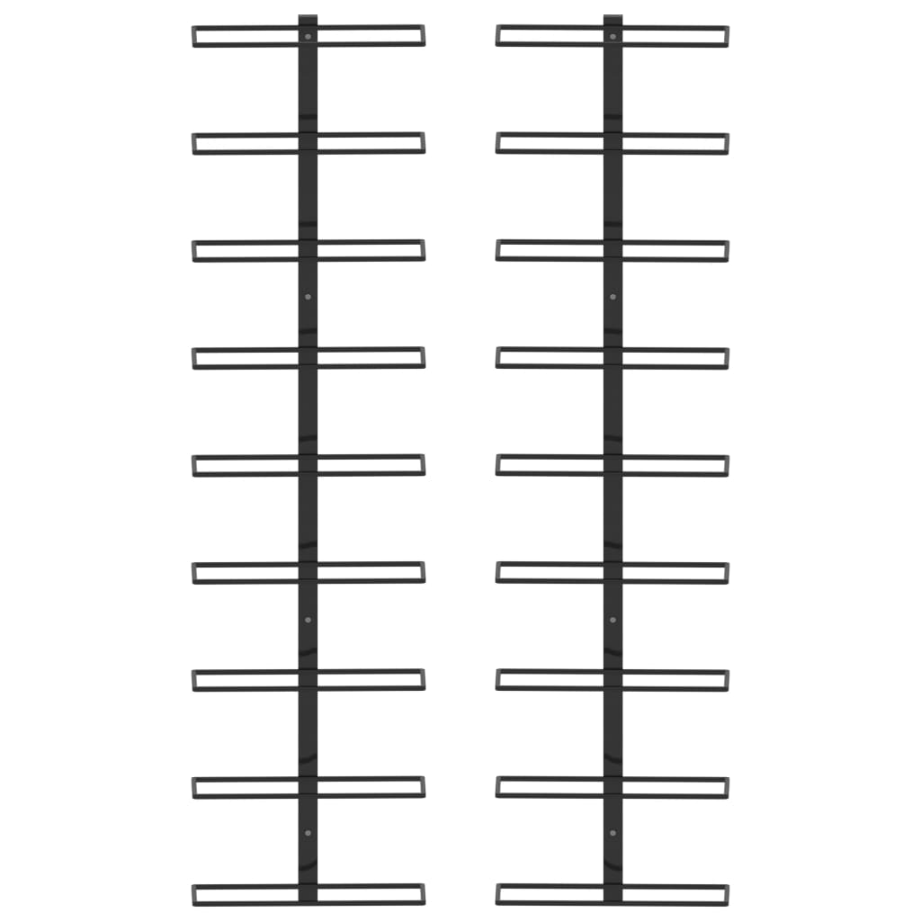 væghængte vinreoler 2 stk. til 18 vinflasker jern sort