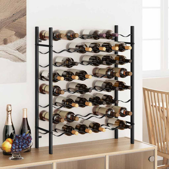 vinreol til 48 flasker metal sort