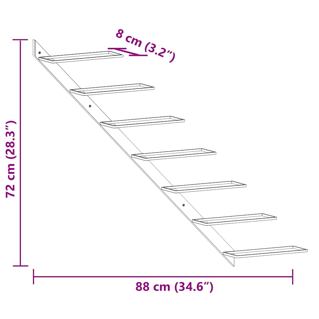 væghængt vinreol til 7 flasker metal sort