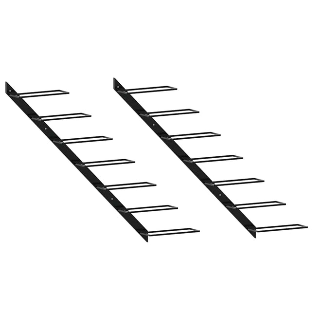 væghængte vinreoler 2 stk. til 14 vinflasker metal sort