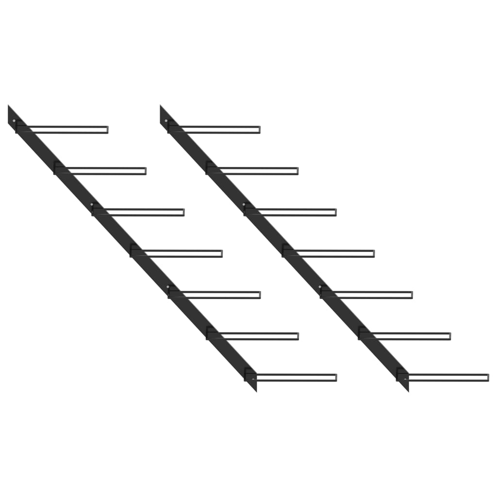 væghængte vinreoler 2 stk. til 14 vinflasker metal sort