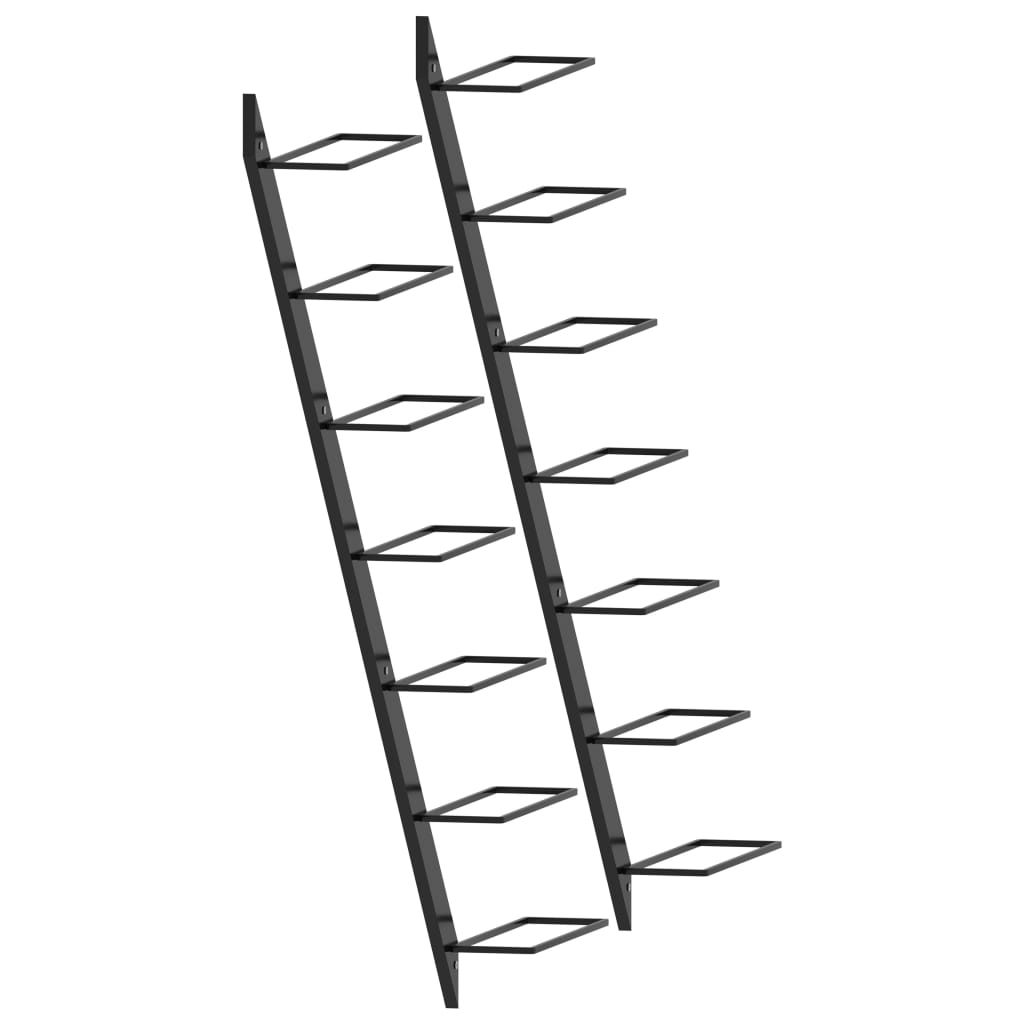 væghængte vinreoler 2 stk. til 14 vinflasker metal sort
