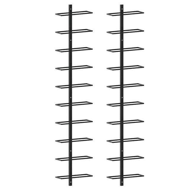 væghængte vinreoler 2 stk. til 20 vinflasker metal sort