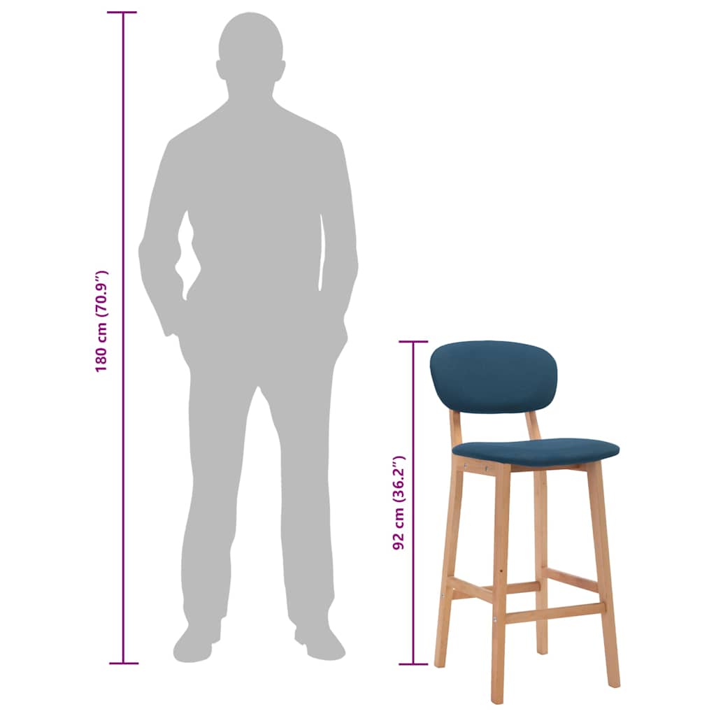 barstole 2 stk. stof blå