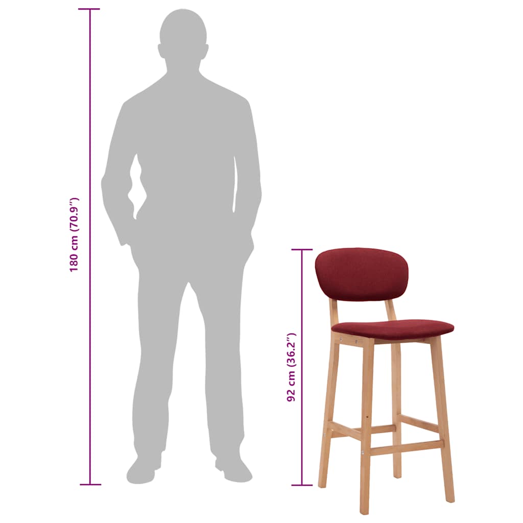 barstole 2 stk. stof vinrød