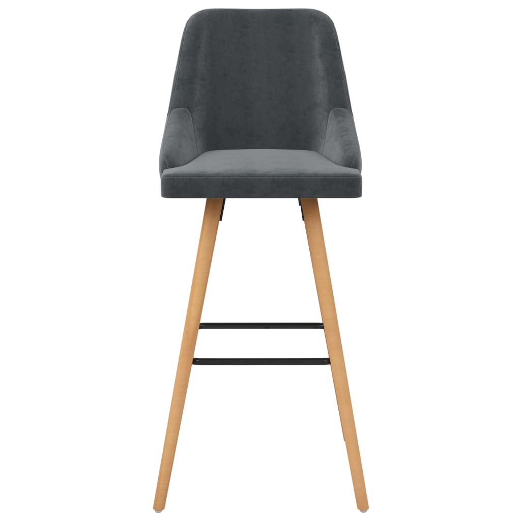 barstole 2 stk. fløjl mørkegrå
