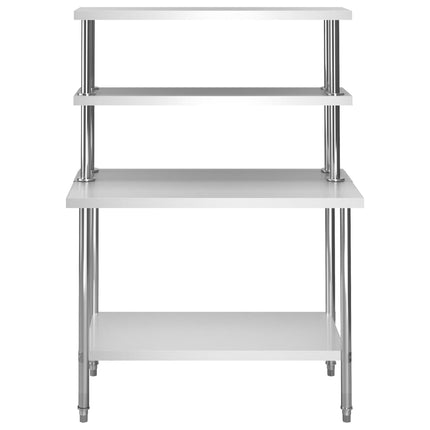 arbejdsbord til køkken med tophylde 120x60x150 cm rustfrit stål