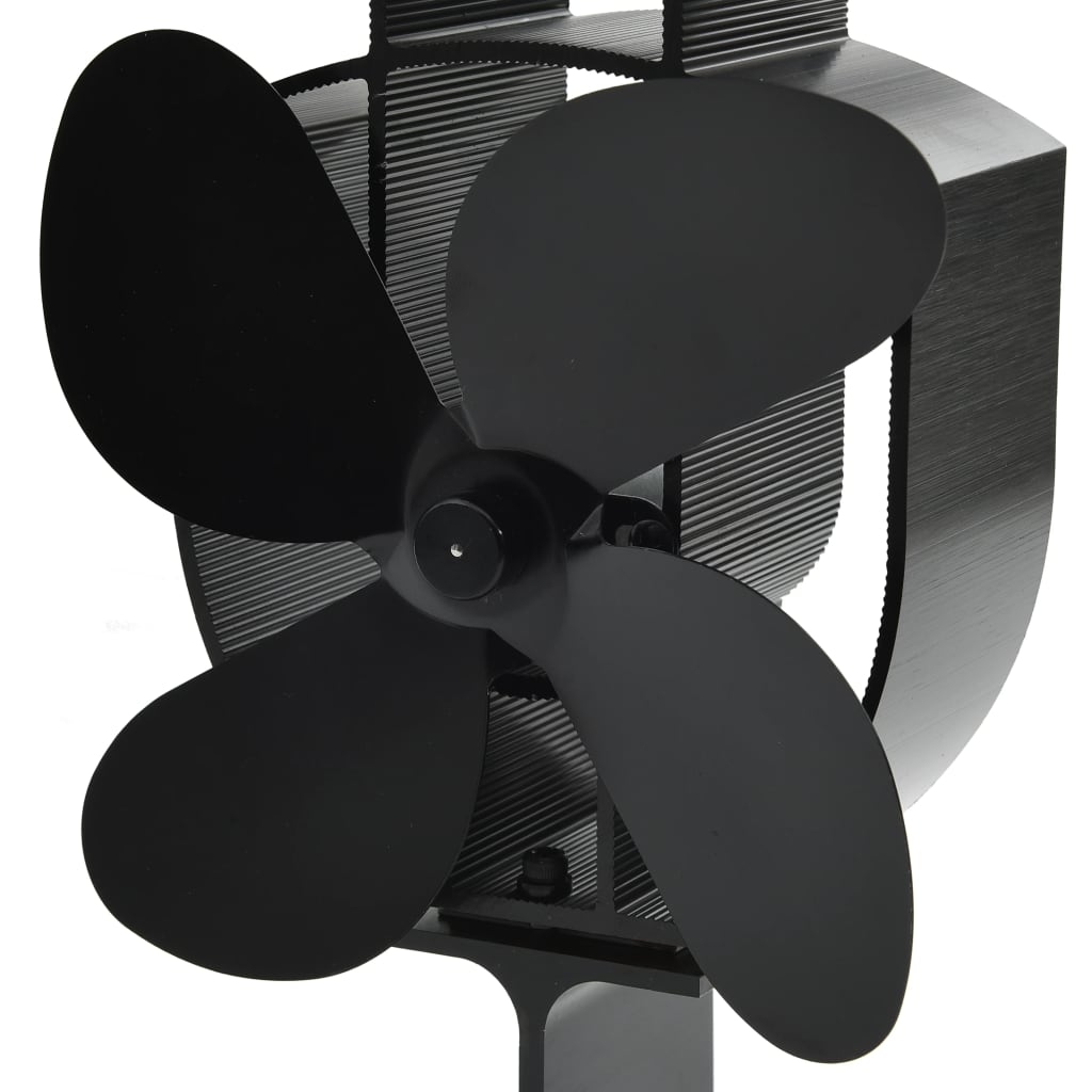 varmedrevet ovnventilator 4 blade sort