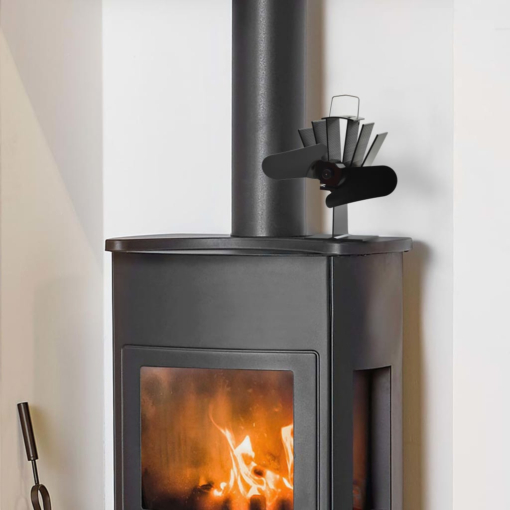 varmedrevet ovnventilator 2 blade sort