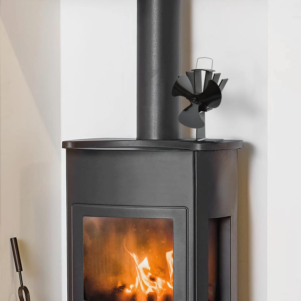 varmedrevet ovnventilator 3 blade sort