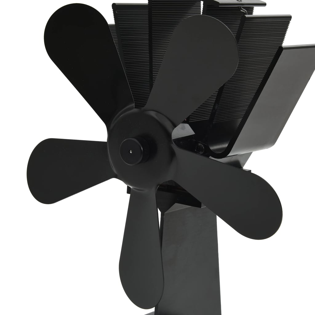 varmedrevet ovnventilator 5 blade sort