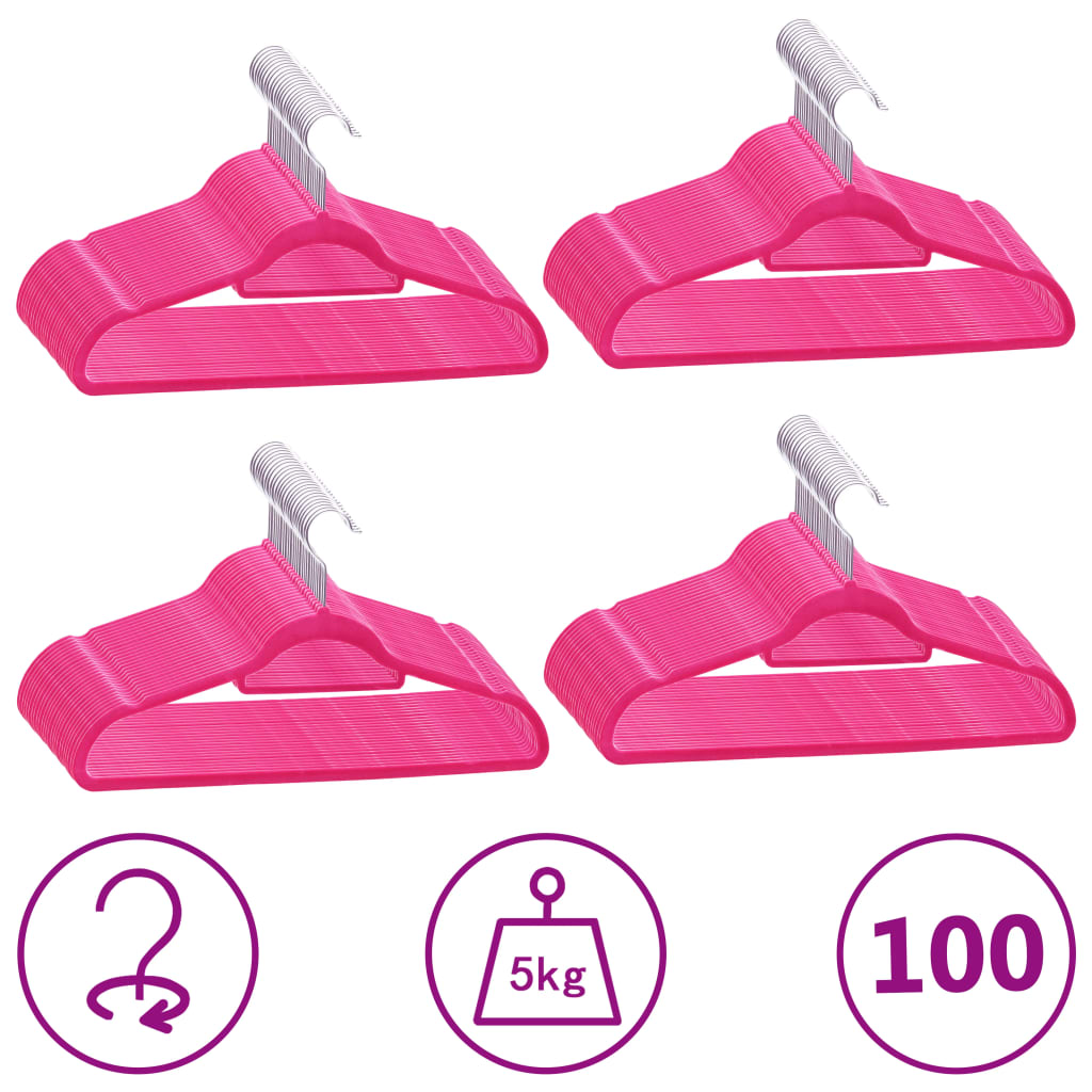 bøjler 100 stk. skridsikre fløjl pink billede