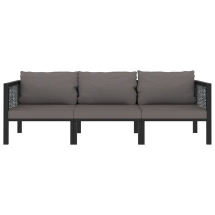 3-personers sofa med hynder polyrattan antracitgrå