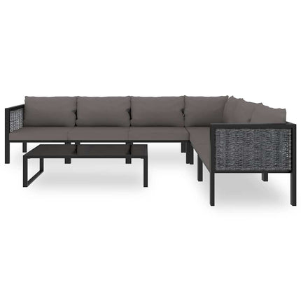haveloungesæt 7 dele med hynde polyrattan antracitgrå
