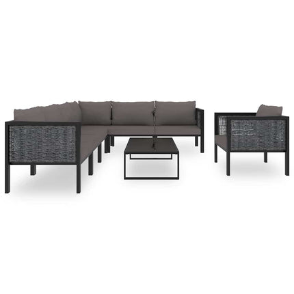 haveloungesæt 8 dele med hynder polyrattan antracitgrå
