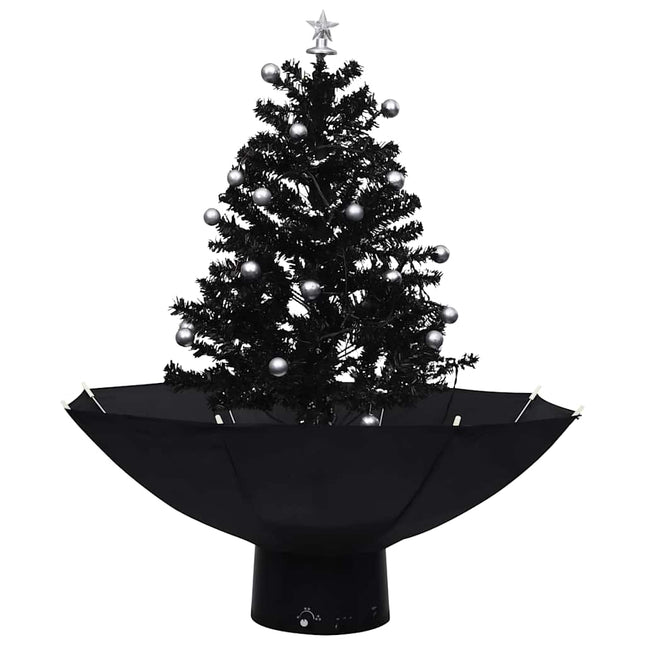 juletræ med snefald paraplyfod 75 cm PVC sort