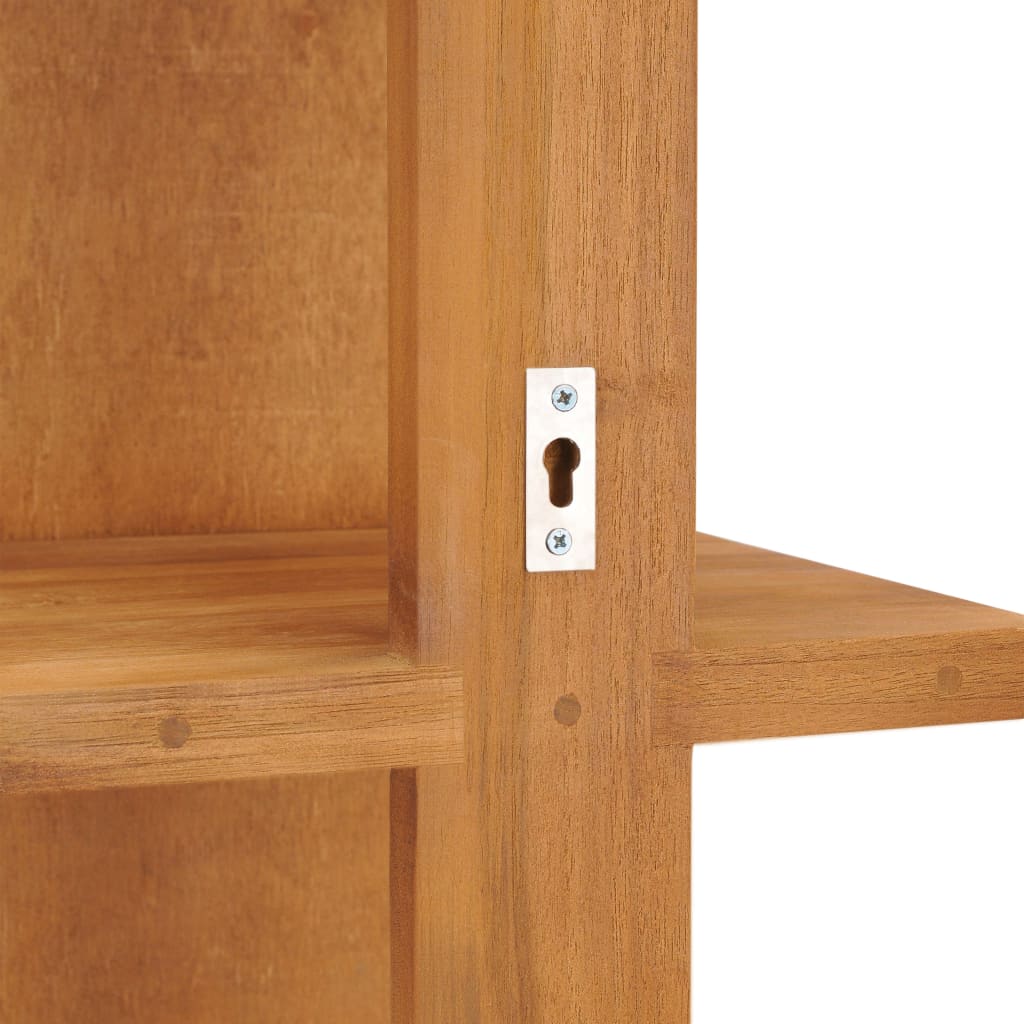 vægspejl med hylder 30x30x120 cm massivt teaktræ