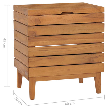 vasketøjskurv 40x30x45 cm massivt teaktræ