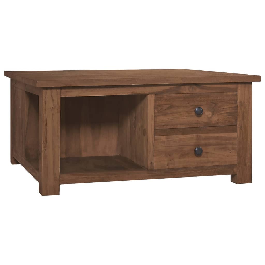 sofabord 68x68x33 cm massivt teaktræ