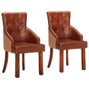 spisebordsstole 2 stk. ægte gedeskind brun