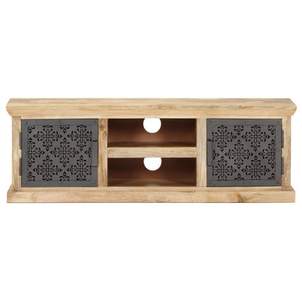 tv-skab med stållåger 120x30x40 cm massivt mangotræ